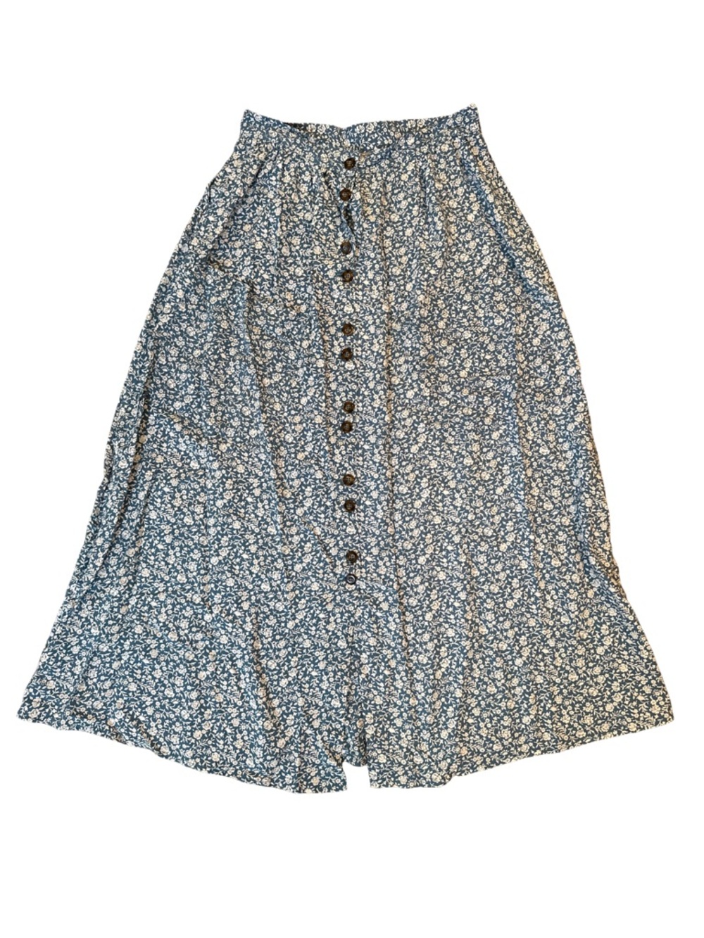 ASOS Blue Floral Button-Front Maxi Skirt